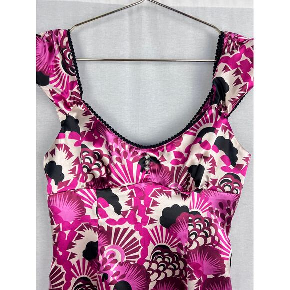 Vintage Y2K Guess Dress Babydoll Mini Pink Floral Retro Maximalist Fairy Glam - Picture 2 of 7